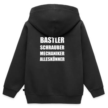 Bastler Schrauber Mechaniker - Kinder Premium Organic Zip Hoodie - Schwarz - Hinten - AI Model Kid Male (0cm)