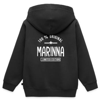 Marinna shirt personnalisé prénom fille marinna - Sweat Premium à capuche zippé enfant bio - noir - Dos - AI Model Kid Male (0cm)