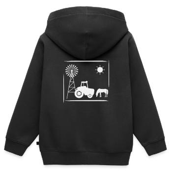 Horse Windmill Ranch Outback Vacances de vacances - Sweat Premium à capuche zippé enfant bio - noir - Dos - AI Model Kid Male (0cm)