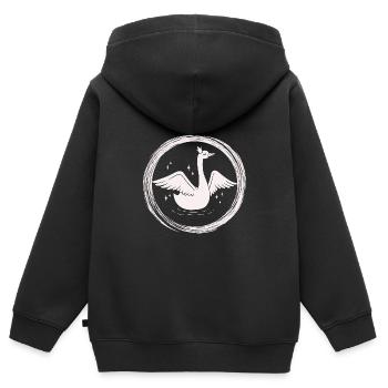 Schwan - Königlich - Royal - Krone - Kinder Premium Organic Zip Hoodie - Schwarz - Hinten - AI Model Kid Male (0cm)