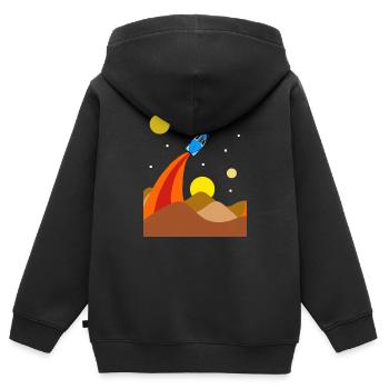 Spaceship Lunar Landscape Space Planets Stars - Kids Premium Organic Zip-up Hoodie - black - Back - AI Model Kid Male (0cm)