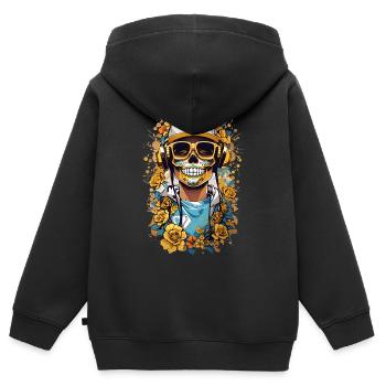 Goldene Zucker Schädel - Kinder Premium Organic Zip Hoodie - Schwarz - Hinten - AI Model Kid Male (0cm)