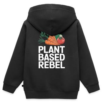 Végétarien Végétalien Végétarien Végétarien - Sweat Premium à capuche zippé enfant bio - noir - Dos - AI Model Kid Male (0cm)