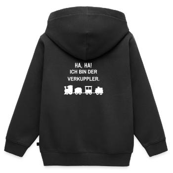 Ich bin der Verkuppler - Kinder Premium Organic Zip Hoodie - Schwarz - Hinten - AI Model Kid Male (0cm)