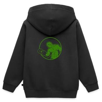 Musculation - Haltérophilie - Fitness - Entraînement - Sweat Premium à capuche zippé enfant bio - noir - Dos - AI Model Kid Male (0cm)