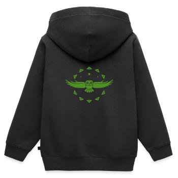 Eule - Vogel - Naturschutz - Tierfreund - Kinder Premium Organic Zip Hoodie - Schwarz - Hinten - AI Model Kid Male (0cm)