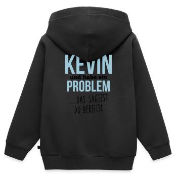 Kevin + Problem - Kinder Premium Organic Zip Hoodie - Schwarz - Hinten - AI Model Kid Male (0cm)