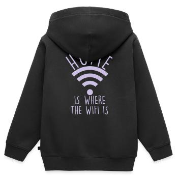 W-LAN IST HEIMAT - Kinder Premium Organic Zip Hoodie - Schwarz - Hinten - AI Model Kid Male (0cm)