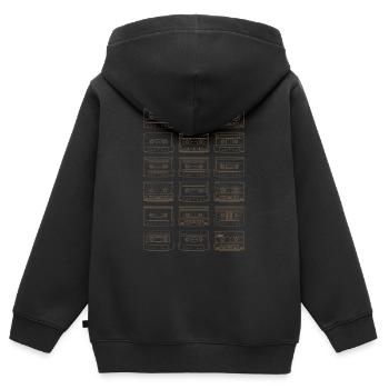 Cassette Audio K7 - Sweat Premium à capuche zippé enfant bio - noir - Dos - AI Model Kid Male (0cm)