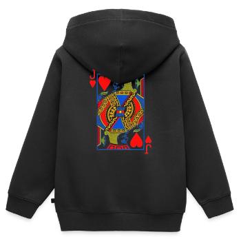 Spielkarte Bube - Kinder Premium Organic Zip Hoodie - Schwarz - Hinten - AI Model Kid Male (0cm)
