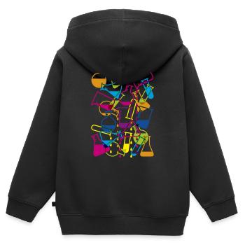 Laborglas mit Dripping Chemicals - Kinder Premium Organic Zip Hoodie - Schwarz - Hinten - AI Model Kid Male (0cm)