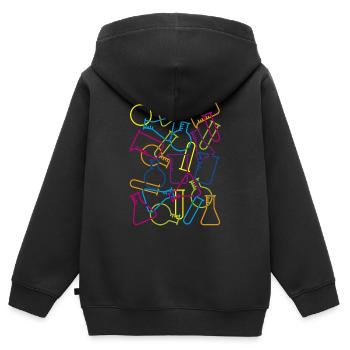 Große Laborglas - Kinder Premium Organic Zip Hoodie - Schwarz - Hinten - AI Model Kid Male (0cm)