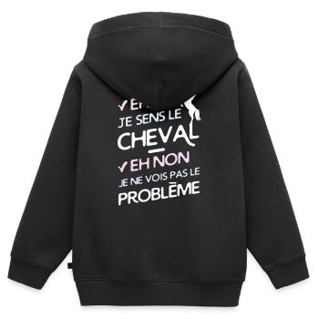 Je sens le cheval - Sweat Premium à capuche zippé enfant bio - noir - Dos - AI Model Kid Male (0cm)