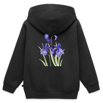 Lila Iris - Kinder Premium Organic Zip Hoodie - Schwarz - Hinten - AI Model Kid Male (0cm)