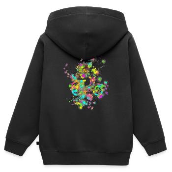 Schwalbe Farbkleckse - Kinder Premium Organic Zip Hoodie - Schwarz - Hinten - AI Model Kid Male (0cm)