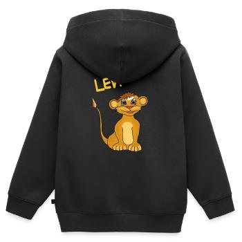 Levi, le petit lion de l'île des nuages - Sweat Premium à capuche zippé enfant bio - noir - Dos - AI Model Kid Male (0cm)