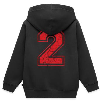2 two zwei rot (uk) - Kinder Premium Organic Zip Hoodie - Schwarz - Hinten - AI Model Kid Male (0cm)