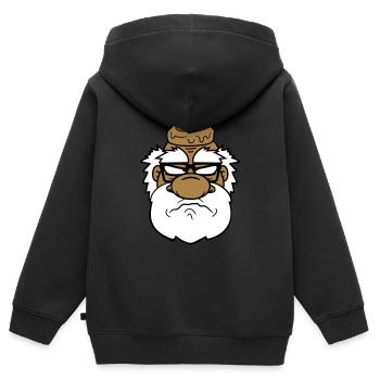 visage tête merde aigre pisse agacé - Sweat Premium à capuche zippé enfant bio - noir - Dos - AI Model Kid Male (0cm)