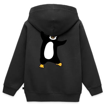 pinguin tanzen gluecklich froehlich vogel springen - Kinder Premium Organic Zip Hoodie - Schwarz - Hinten - AI Model Kid Male (0cm)