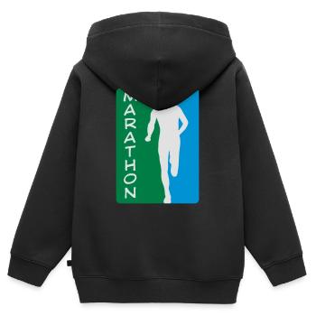 Marathon - Kinder Premium Organic Zip Hoodie - Schwarz - Hinten - AI Model Kid Male (0cm)