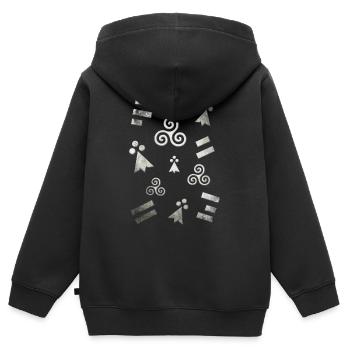 Breizh Bretagne Blanc 2 - Sweat Premium à capuche zippé enfant bio - noir - Dos - AI Model Kid Male (0cm)