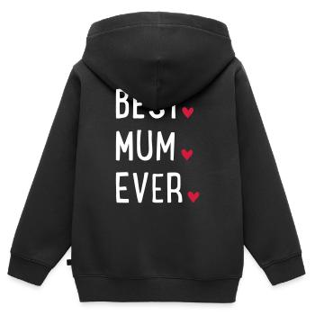 Mutter - Kinder Premium Organic Zip Hoodie - Schwarz - Hinten - AI Model Kid Male (0cm)
