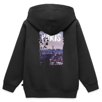 Paris - Sweat Premium à capuche zippé enfant bio - noir - Dos - AI Model Kid Male (0cm)