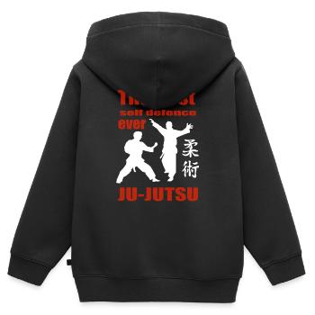 Ju Jutsu Self Defense T Shirt - Kids Premium Organic Zip-up Hoodie - black - Back - AI Model Kid Male (0cm)
