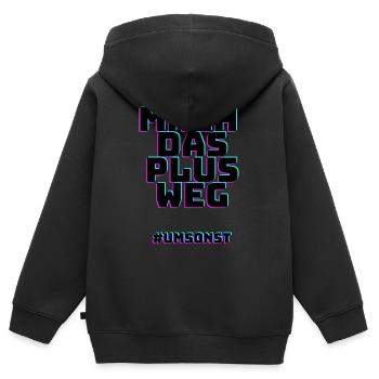 mach das plus Weg #umsonst - Kinder Premium Organic Zip Hoodie - Schwarz - Hinten - AI Model Kid Male (0cm)