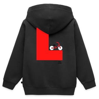 Fahrrad-Lerner-Platte - Kinder Premium Organic Zip Hoodie - Schwarz - Hinten - AI Model Kid Male (0cm)