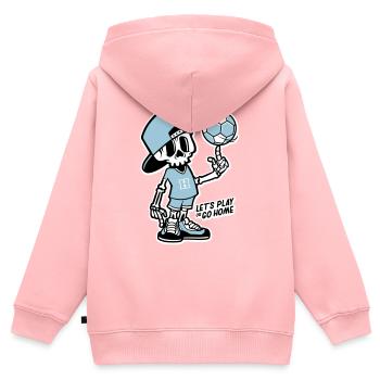 Skeleton handballer - Sweat Premium à capuche zippé enfant bio - rose - Dos - AI Model Kid Female (0cm)