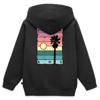 Kardamena Horizont und Palme Kos - Kinder Premium Organic Zip Hoodie - Schwarz - Hinten - AI Model Kid Male (0cm)