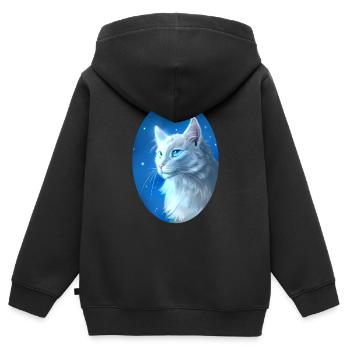 Cloudtail Wolkenschweif Warrior Cats Weiße Katze - Kinder Premium Organic Zip Hoodie - Schwarz - Hinten - AI Model Kid Male (0cm)