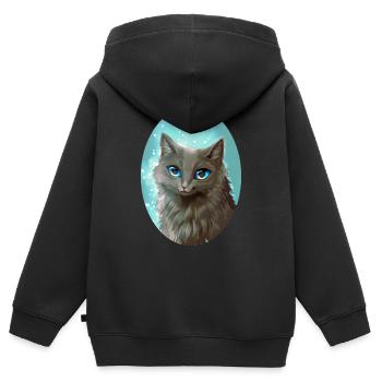 Graue süße Katze Cinderpelt Rußpelz Sterne Kinder - Kinder Premium Organic Zip Hoodie - Schwarz - Hinten - AI Model Kid Male (0cm)