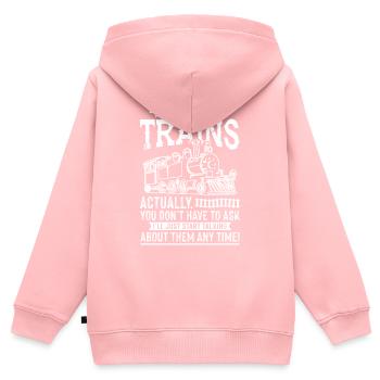 Train - Kinder Premium Organic Zip Hoodie - Rosa - Hinten - AI Model Kid Female (0cm)