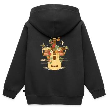 gelbe Ukulele Naturmusik Klassische Tiermusik - Kinder Premium Organic Zip Hoodie - Schwarz - Hinten - AI Model Kid Male (0cm)