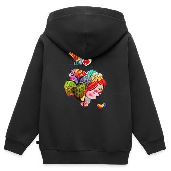Love - Kinder Premium Organic Zip Hoodie - Schwarz - Hinten - AI Model Kid Male (0cm)