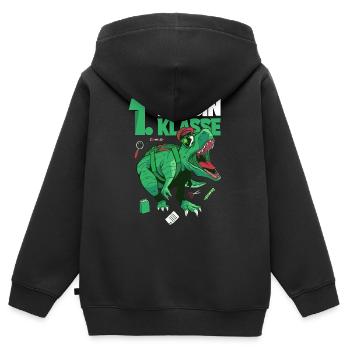 Ich bin erste Klasse Dino Einschulung T-Shirt - Kinder Premium Organic Zip Hoodie - Schwarz - Hinten - AI Model Kid Male (0cm)