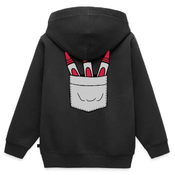 Brusttasche Wachsmalstifte unterwegs mitnehmen - Kinder Premium Organic Zip Hoodie - Schwarz - Hinten - AI Model Kid Male (0cm)