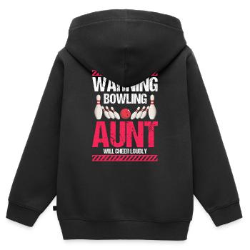 Avertissement Bowling Tante Va Applaudir Bruyamment Rétro - Sweat Premium à capuche zippé enfant bio - noir - Dos - AI Model Kid Male (0cm)