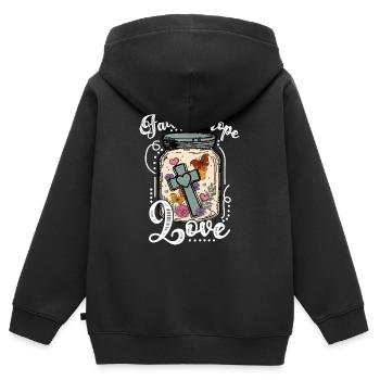 Église Religion Catholique Catholique Jésus-Christ - Sweat Premium à capuche zippé enfant bio - noir - Dos - AI Model Kid Male (0cm)