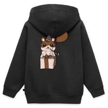 Celebrate Birthday Hamster Comic - Kids Premium Organic Zip-up Hoodie - black - Back - AI Model Kid Male (0cm)