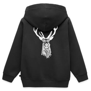 Ich liebe Hirsche Hirsch - Kinder Premium Organic Zip Hoodie - Schwarz - Hinten - AI Model Kid Male (0cm)