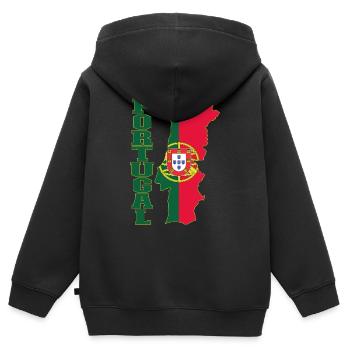 Portugal Flagge Landkarte - Kinder Premium Organic Zip Hoodie - Schwarz - Hinten - AI Model Kid Male (0cm)