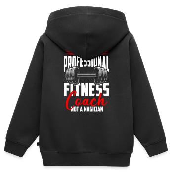 Fitnesstrainer Muskelaufbau Pumpen Bodybuilder - Kinder Premium Organic Zip Hoodie - Schwarz - Hinten - AI Model Kid Male (0cm)