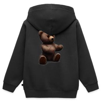 Teddybär - Kinder Premium Organic Zip Hoodie - Schwarz - Hinten - AI Model Kid Male (0cm)