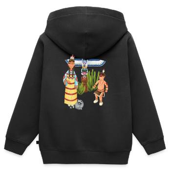 little indians - Kids Premium Organic Zip-up Hoodie - black - Back - AI Model Kid Male (0cm)