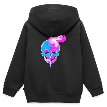 Feuerschädel Rauch pink Skelett Flammen 9 - Kinder Premium Organic Zip Hoodie - Schwarz - Hinten - AI Model Kid Male (0cm)