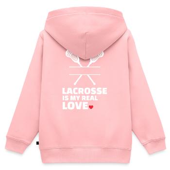 Ich Liebe Lacrosse - Kinder Premium Organic Zip Hoodie - Rosa - Hinten - AI Model Kid Female (0cm)