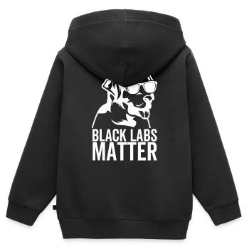 Black Labs Matter - Sweat Premium à capuche zippé enfant bio - noir - Dos - AI Model Kid Male (0cm)